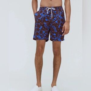 Everlane THE RENEW SWIM SHORT Pull On Drawstring Lined Size large CHICORY FLORAL